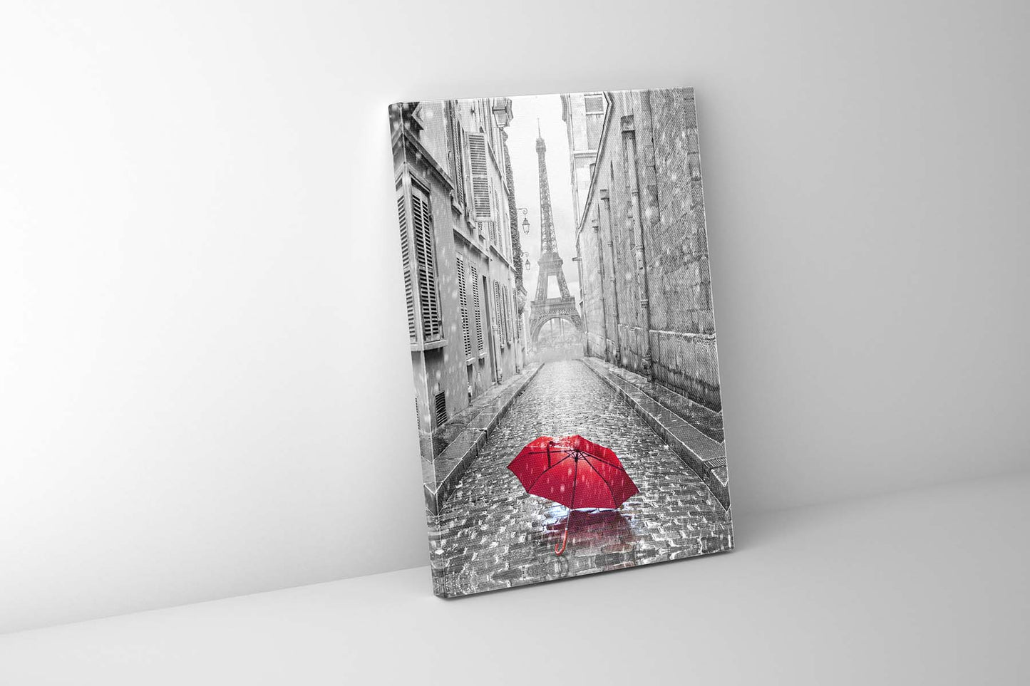 Canvas Wall Art-Red Umbrella Eiffel Tower-Printed Artwork