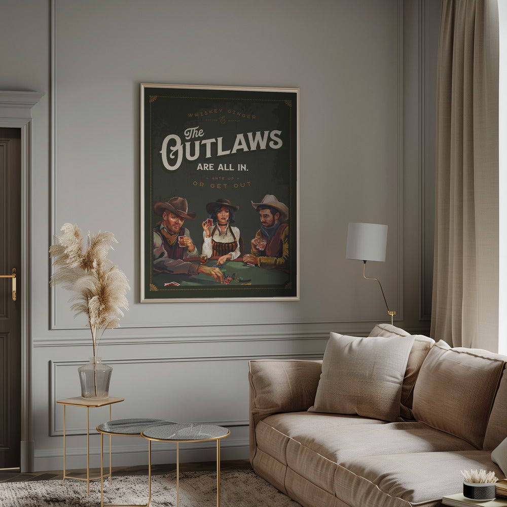 Wall Art Outlaws Are All In Cool Cowboy Poker Art