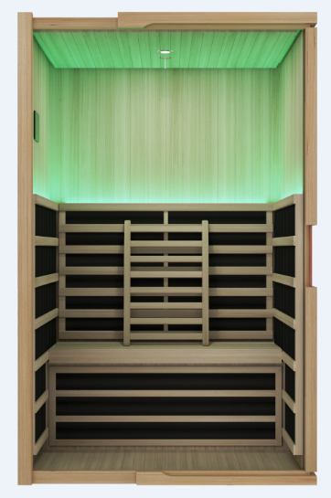 Blisspod | Milano | Full Spectrum Sauna Canadian Hemlock Ultra Low EMF, 6 Far Infrared & Red Glass Heater & Chromotherapy – 2 Person