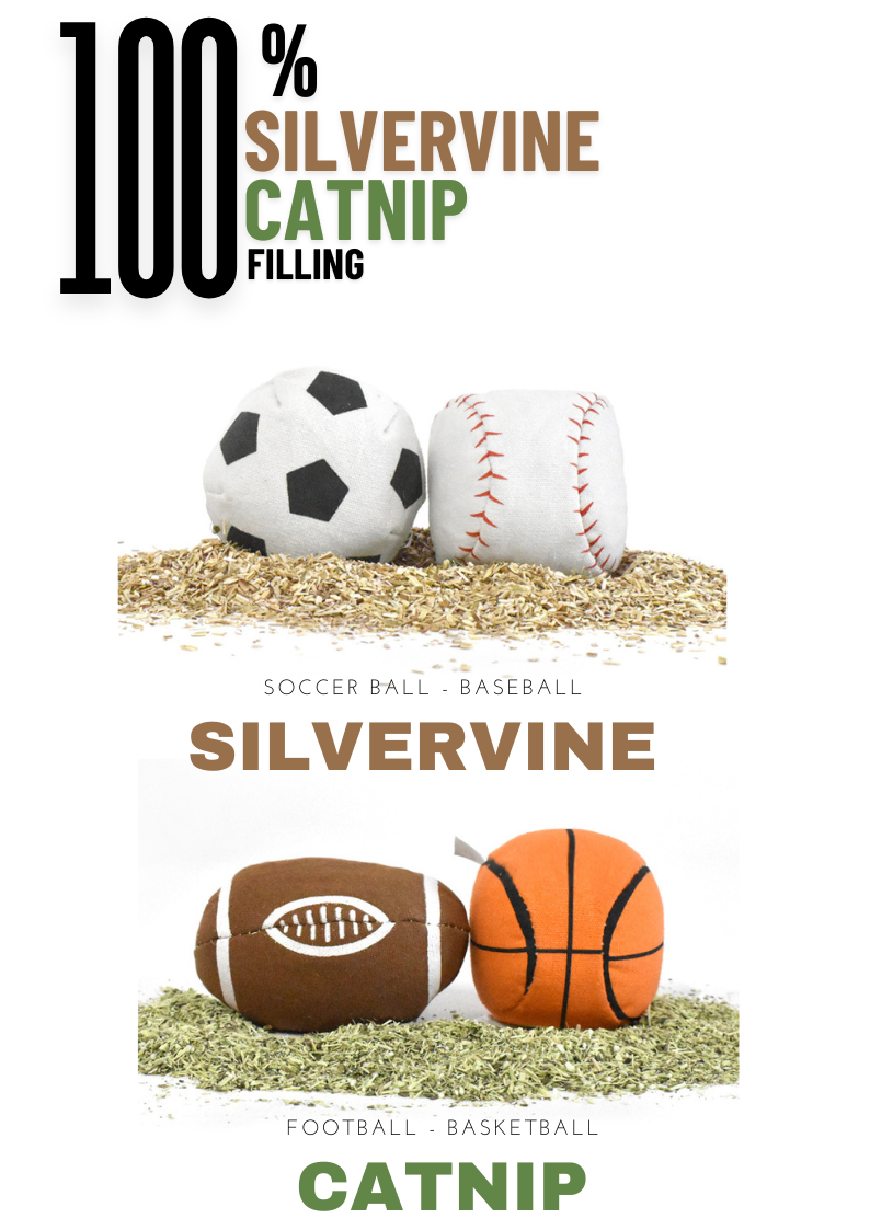 100% Silvervine/Catnip Filled Sport Ball Set - 4-Pack