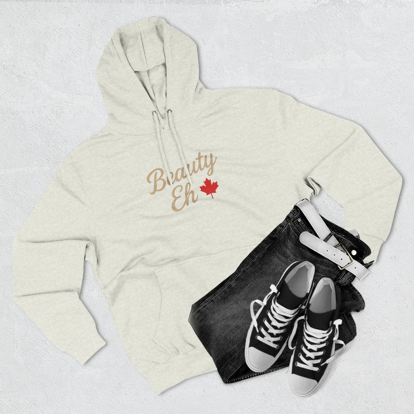 Beauty Eh Canadian Hoodie - Maple Leaf Pride Pullover Sweatshirt - Womens Canada Day Apparel - Cozy Fleece Lined Hooded Sweatshirt