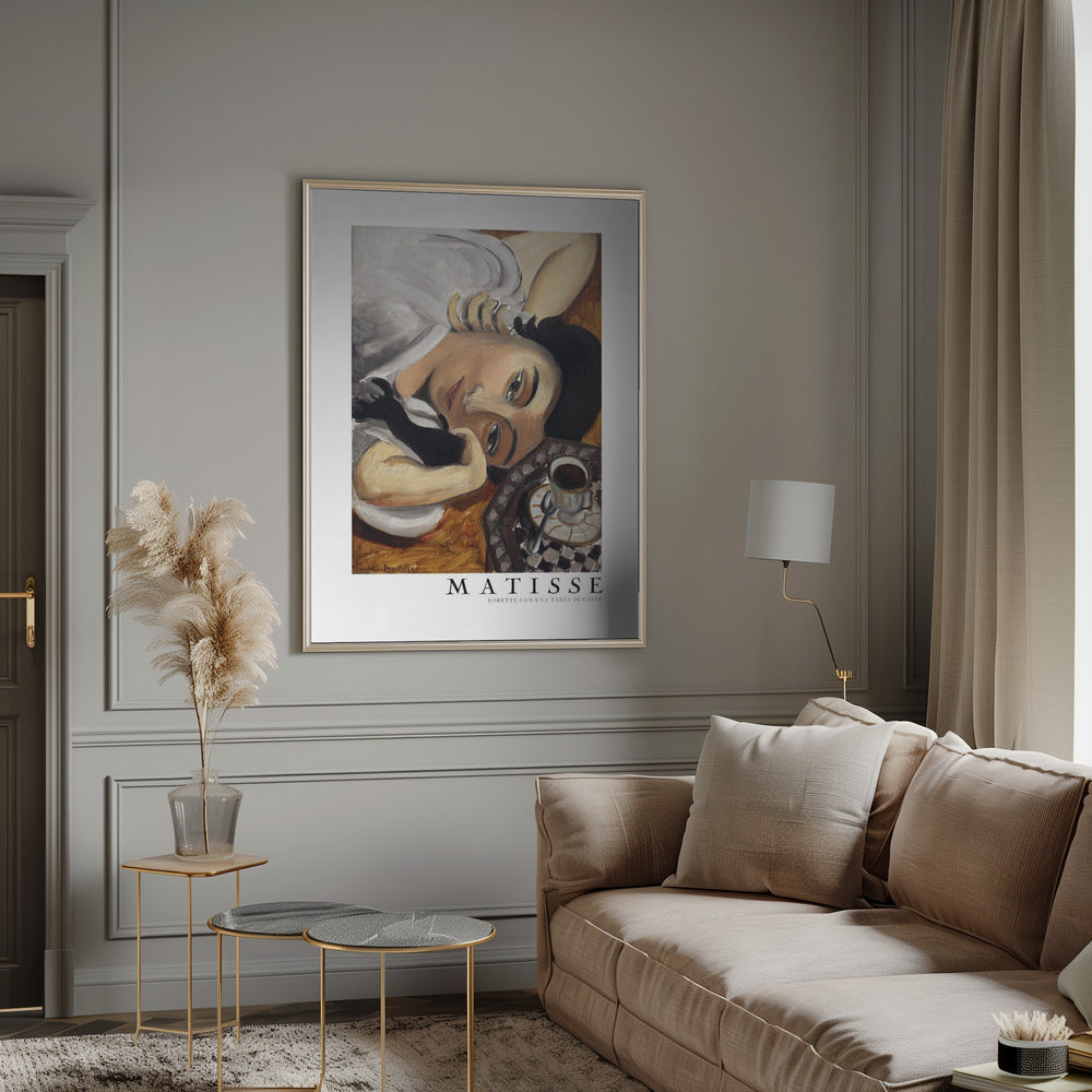 Wall art Lorette Con Una Tazza Di Caffe 1916 Boarder