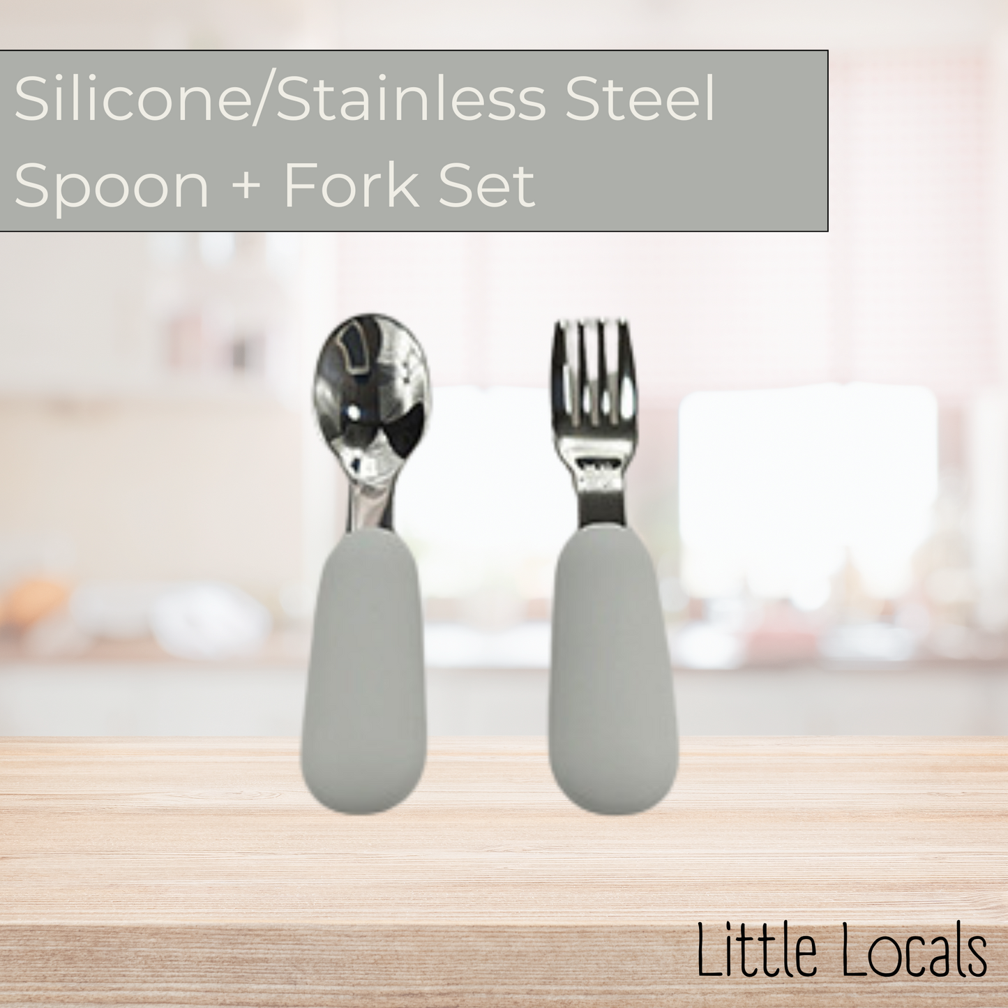 Silicone/Stainless Steel Fork + Spoon Set
