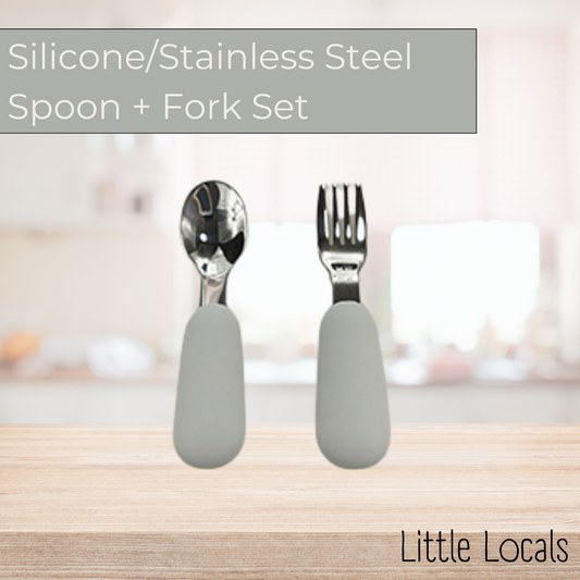 Silicone/Stainless Steel Fork + Spoon Set