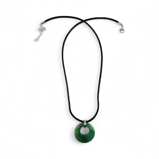 Aventurine Crystal Leather Cord Necklace