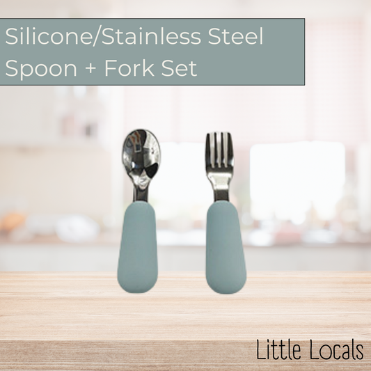 Silicone/Stainless Steel Fork + Spoon Set