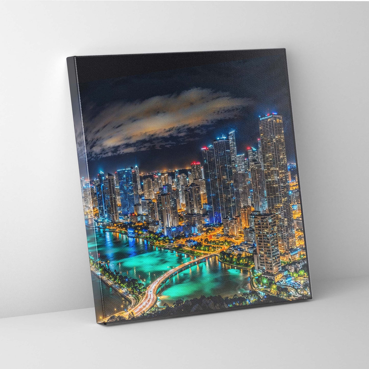 Miami-City Skyline - Canvas Wall Decor- RGB varnish