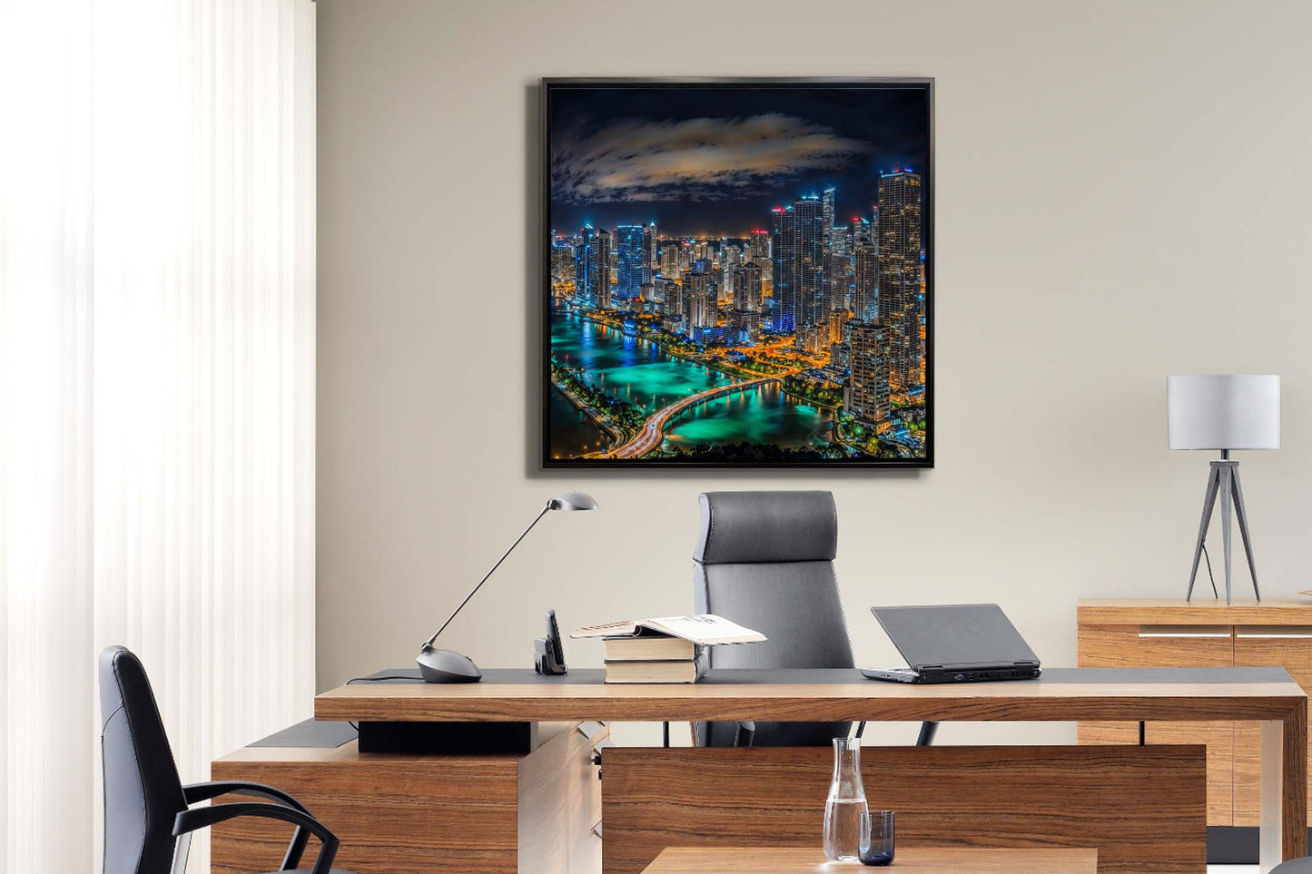 Miami-City Skyline - Canvas Wall Decor- RGB varnish