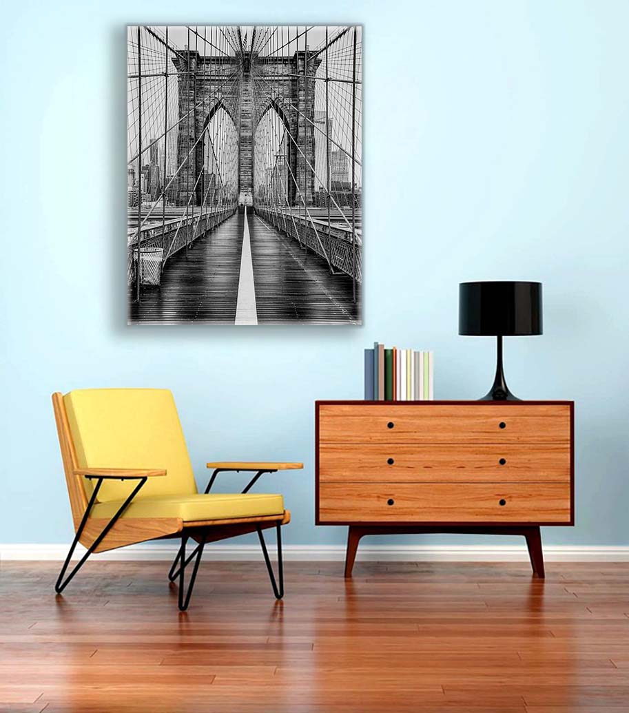 Brooklyn Bridge in Black & White-Skyline Wall art