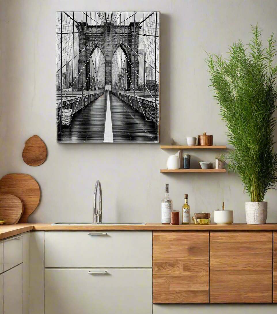 Brooklyn Bridge in Black & White-Skyline Wall art