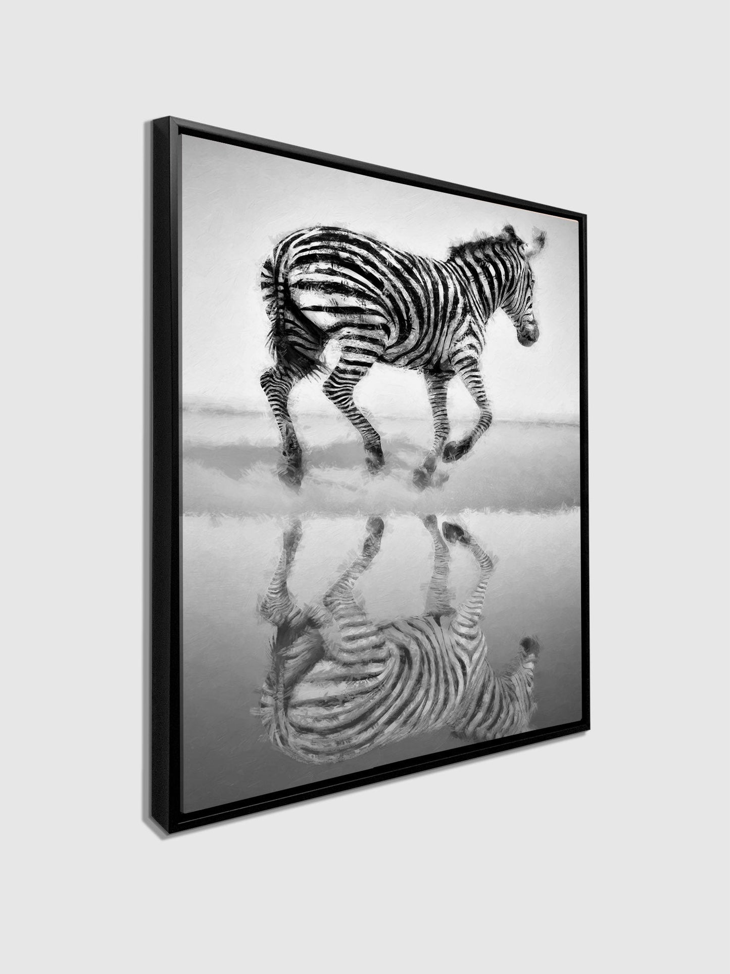 Zebra Canvas Black and White -Wildlife Canvas Art-Silver varnish