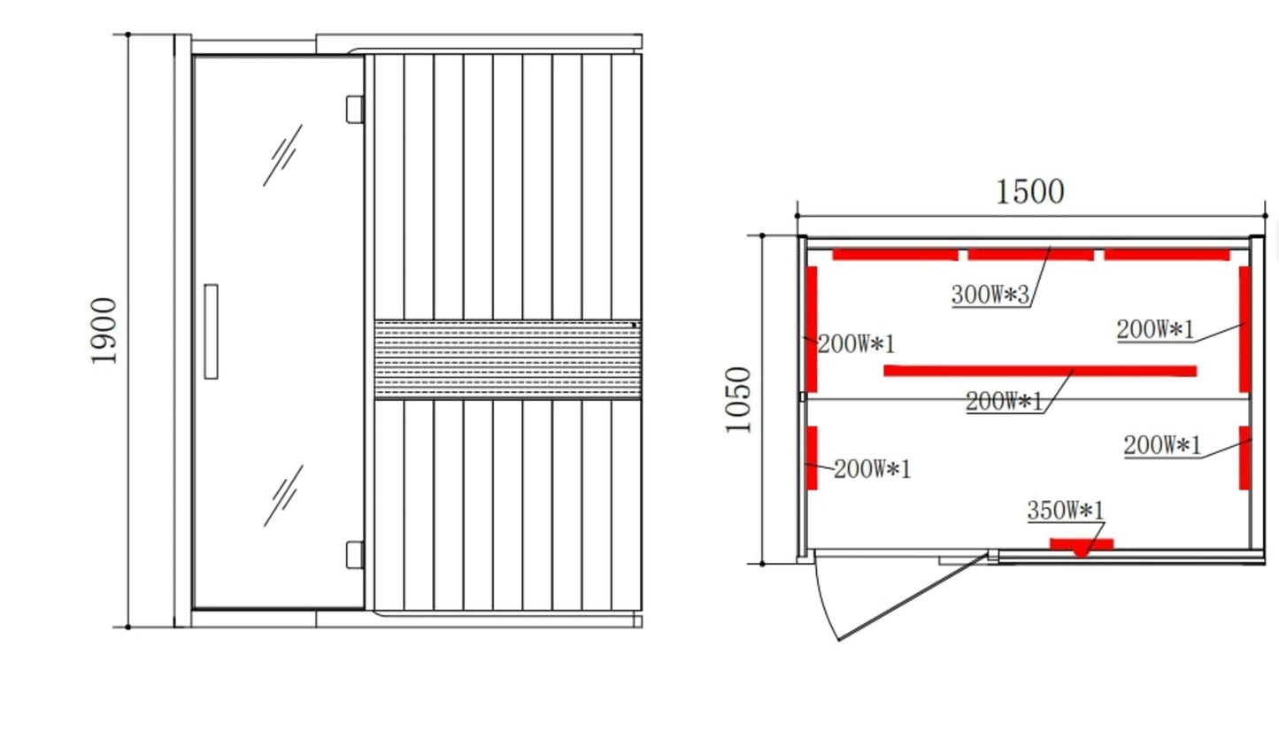 Blisspod | Milano | Canadian Hemlock Wood | Ultra Low EMF | 6 Far Infrared & 1 Red Glass Heater | Chromotherapy | Full Spectrum Sauna | Upto 3 Person
