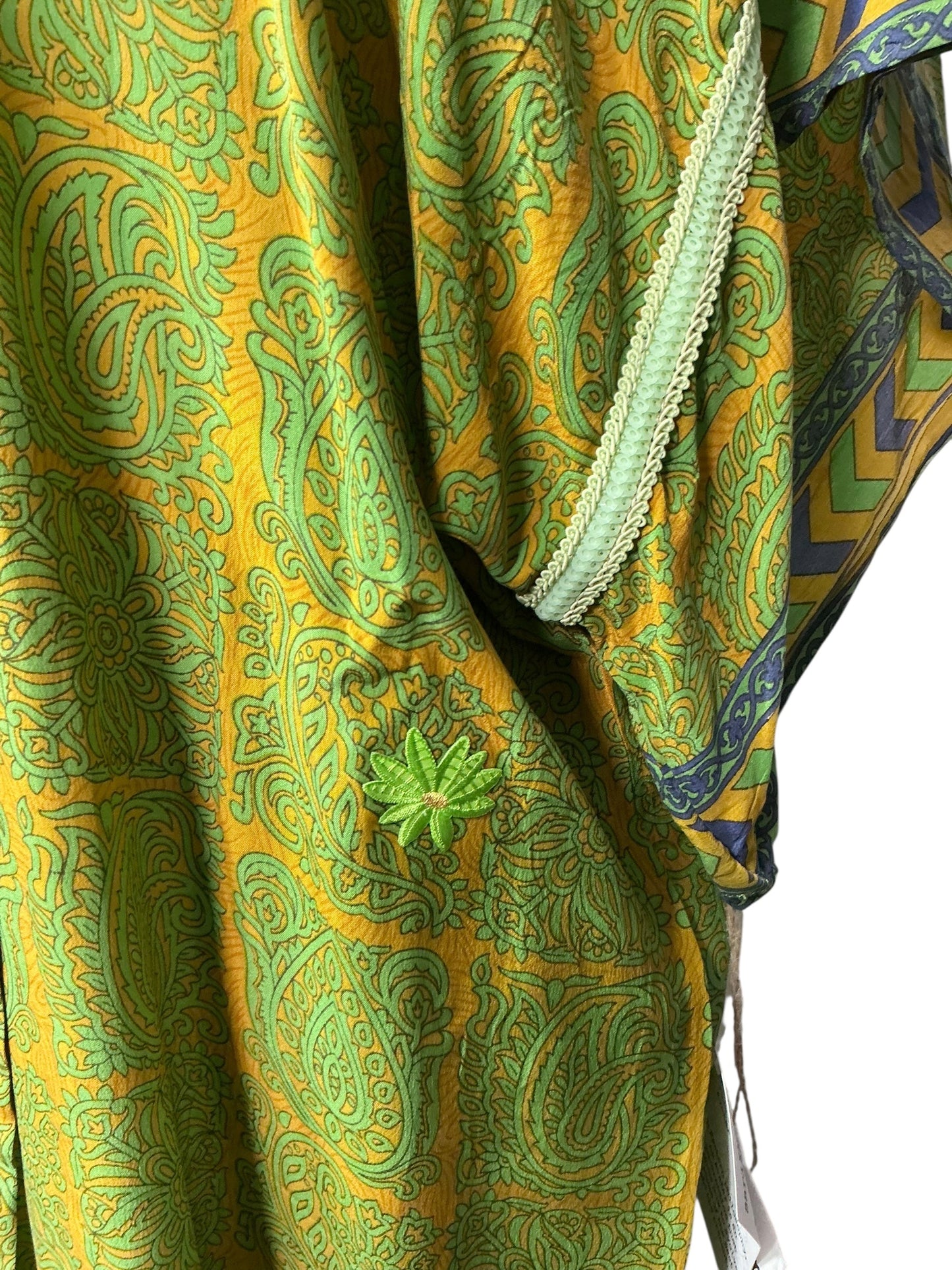 PRC6770 Avatar Long Pure Silk Kimono Sleeved Duster with Belt