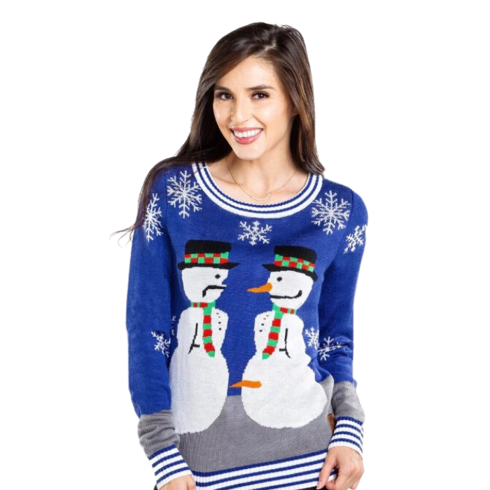 Snowman Nose Thief Blue Christmas Sweater