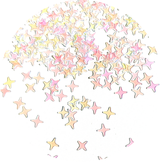 Rainbow 4 pointed star Glitter - Transparent
