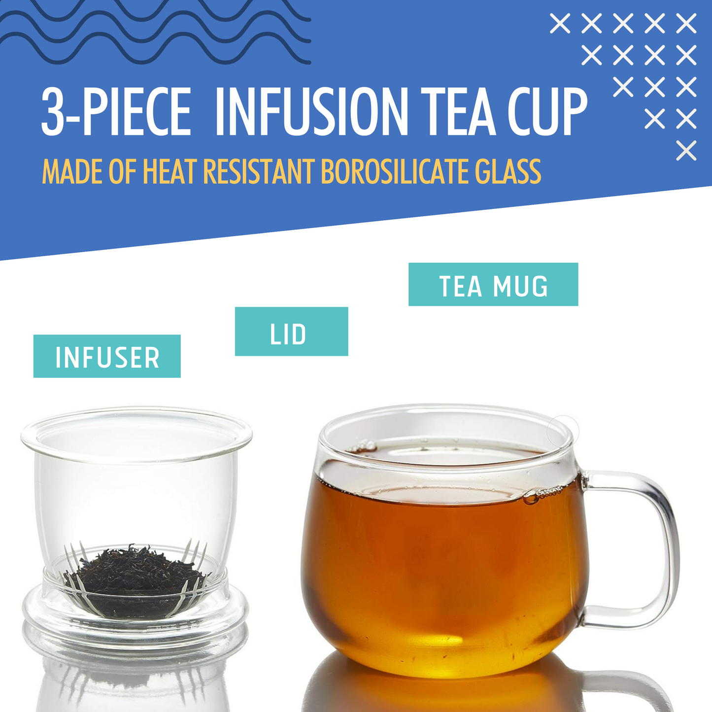 Infusion Glass Tea Cup with Infuser for Loose Tea