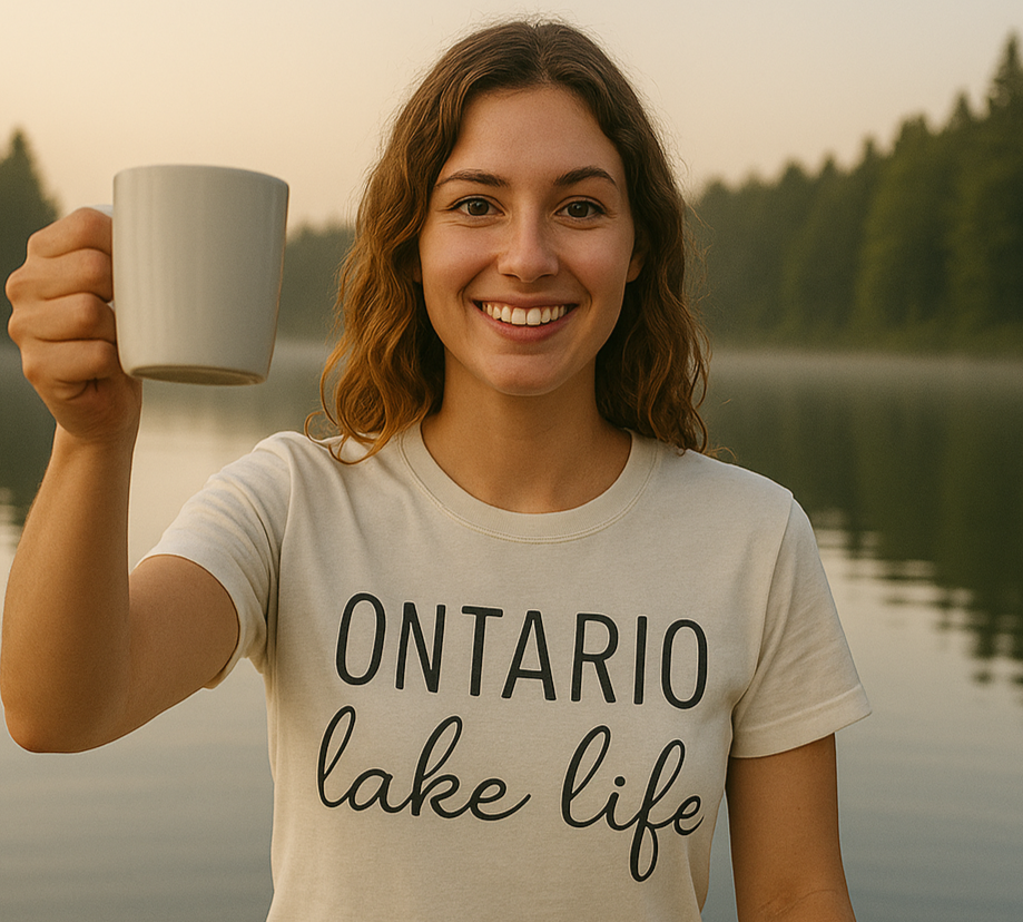 T-Shirt Or Crewneck Hoodie – Ontario Lake Life Script Canada Cottage Design