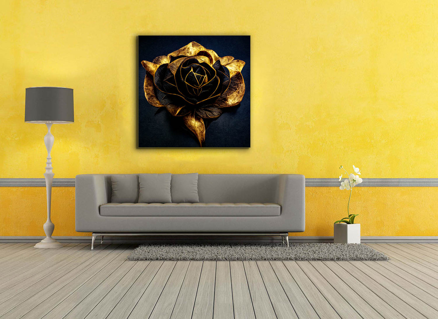 Canvas Print-Black and Gold Flower-Wall Art