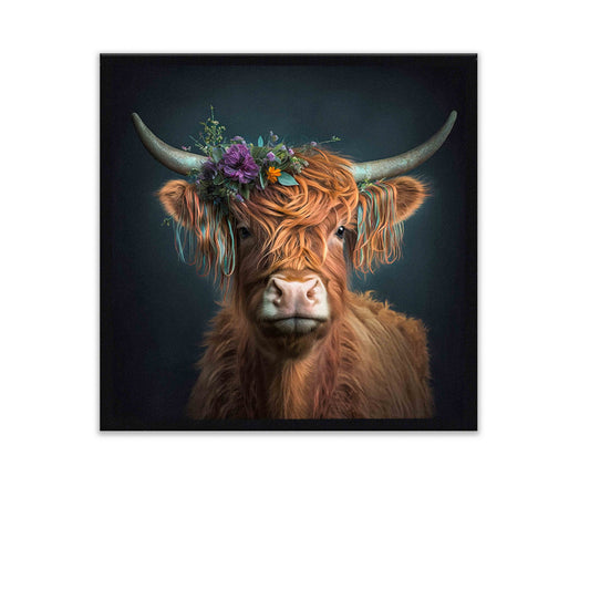 Nature Wall Art-The Bison and Flowers-Canvas Print
