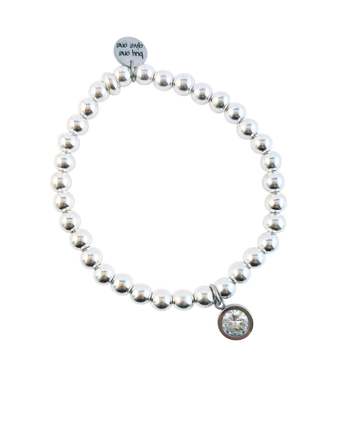 Hematite Bezel Charm Bracelet - Silver