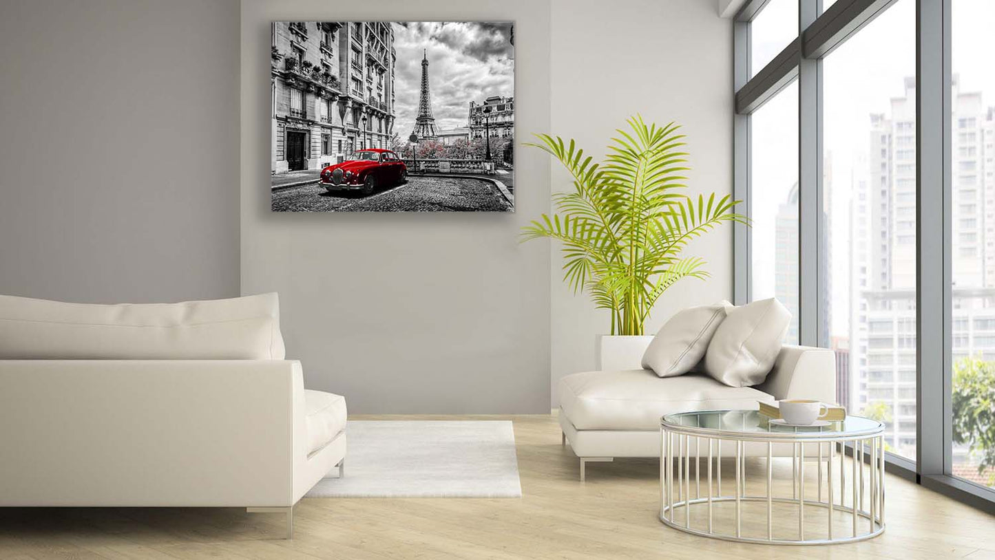 Canvas Print-Eiffel Tower Black white and red-Wall Art