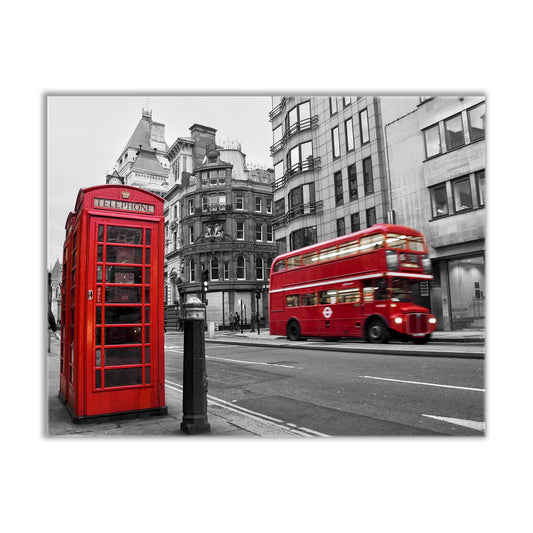 Canvas Print-Iconic Red Double Decker Bus & Phone Booth-Wall art