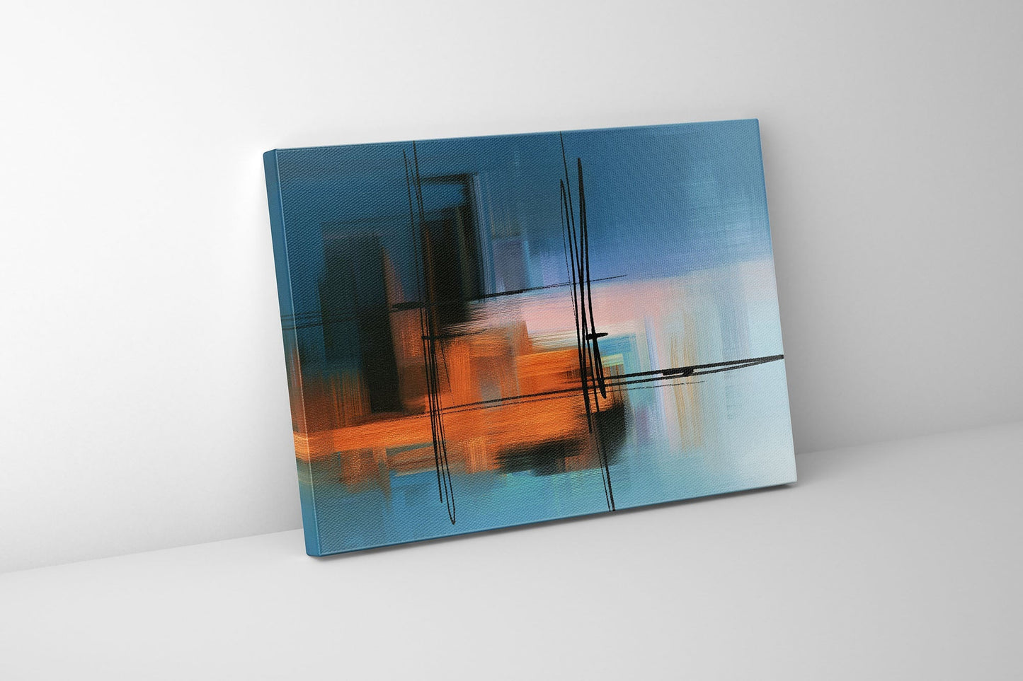 Wall Art-Hues of Blue Abstract- Fine Art Canvas - RGB varnish #4836-105