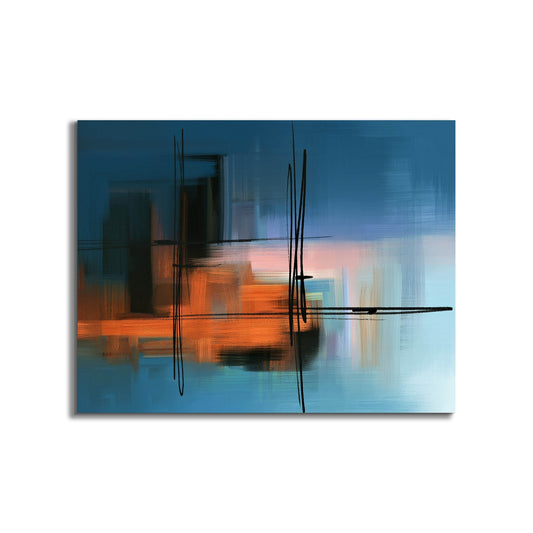 Wall Art-Hues of Blue Abstract- Fine Art Canvas - RGB varnish #4836-105