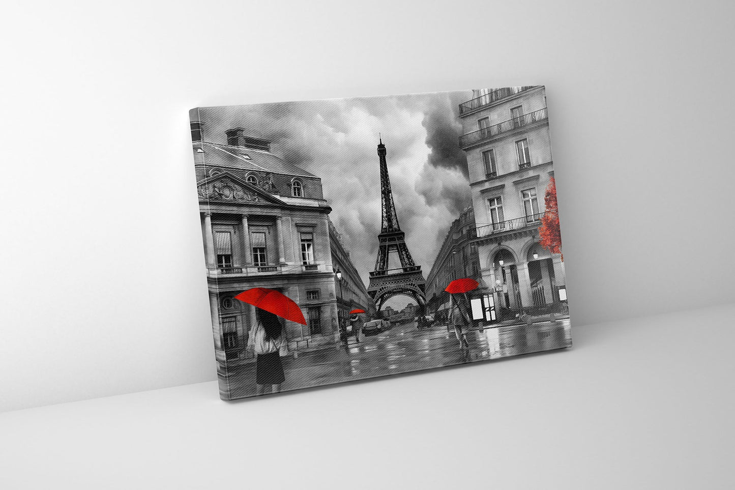 Canvas Wall Art-Painterly Paris With Red Accents- Fine Artwork