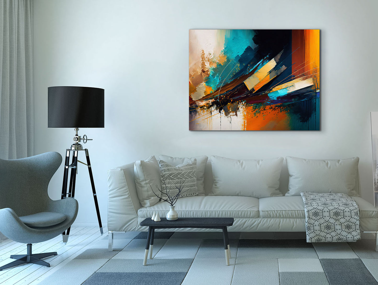 Canvas Print-Abstract Golden Blues-Wall Art