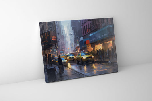 Canvas Wall Art-Night Streets Of NYC-RGB varnish