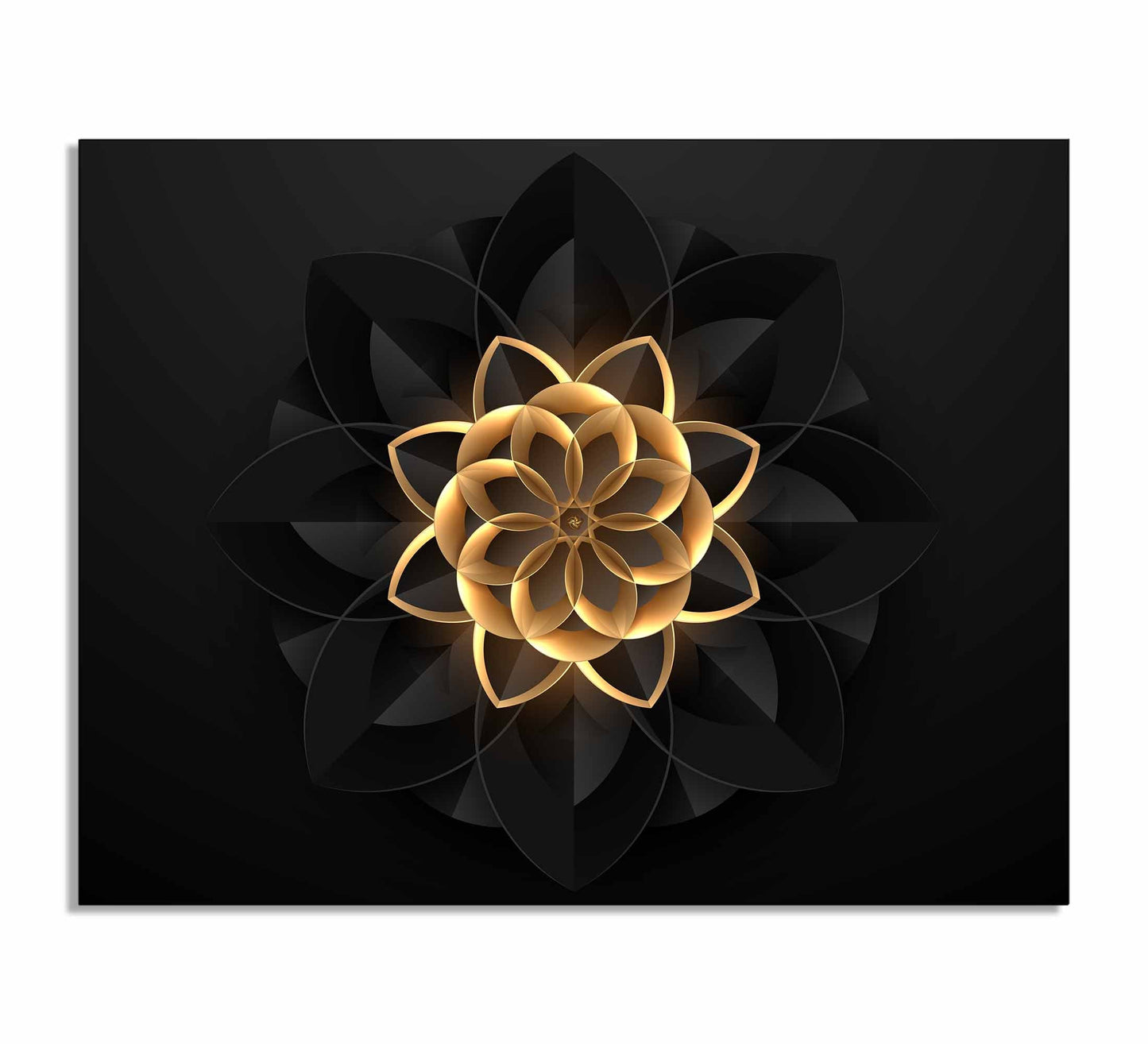 Wall Art Abstract Flower in Black and Gold- Fine and Modern wall art - Gold varnish