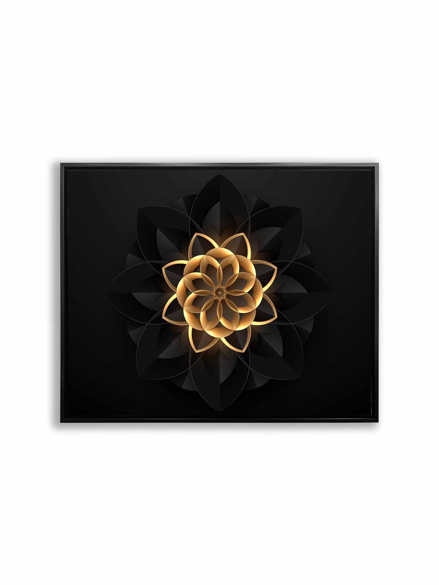 Wall Art Abstract Flower in Black and Gold- Fine and Modern wall art - Gold varnish