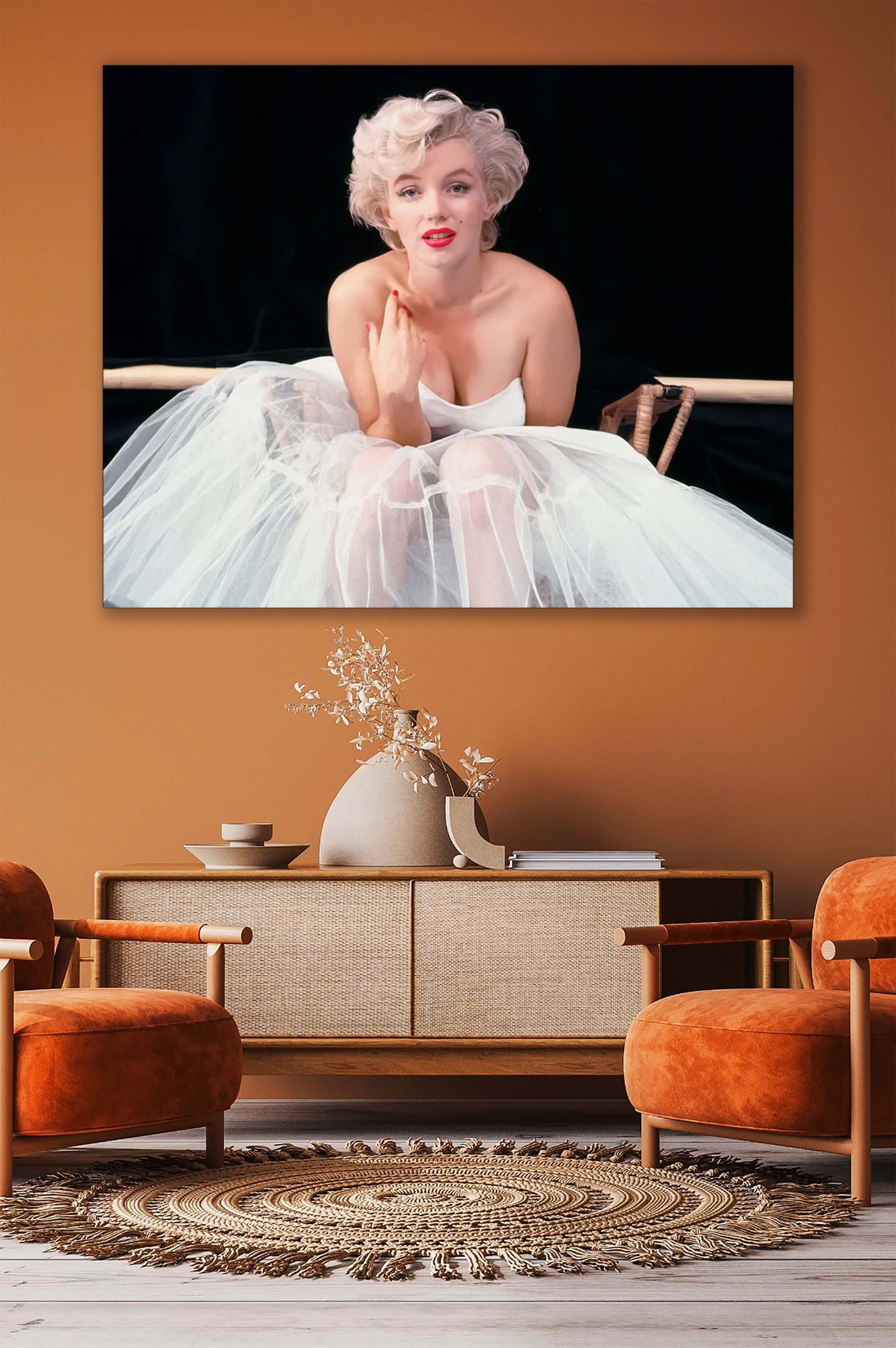 Marilyn in White Dress-Wall art decor-Fine Art-Diamond varnish