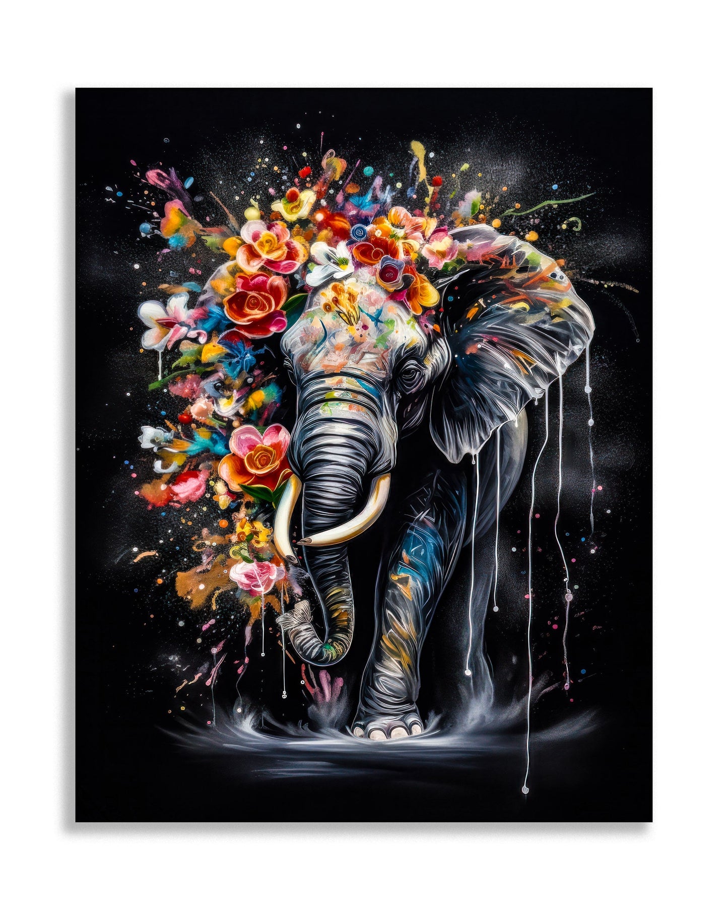 Wildlife Canvas Art -Colorful Elephants- WallDecor-RGB Vanish
