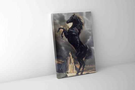 Wall Art Black Stallion 36" x 48" Fine Art Canvas