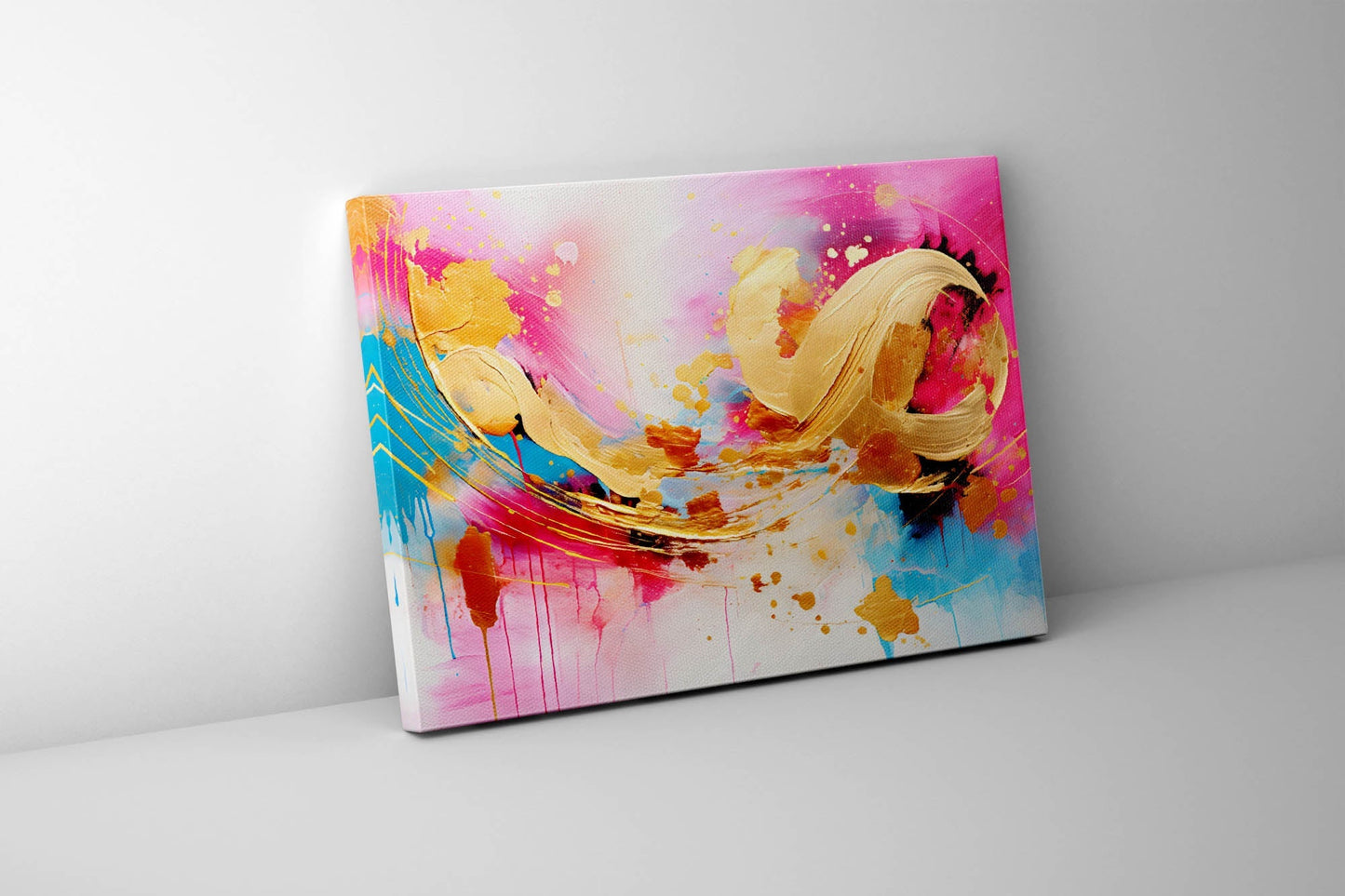 Fuchsia Gold Abstract 48X36 Fine Art Canvas Print