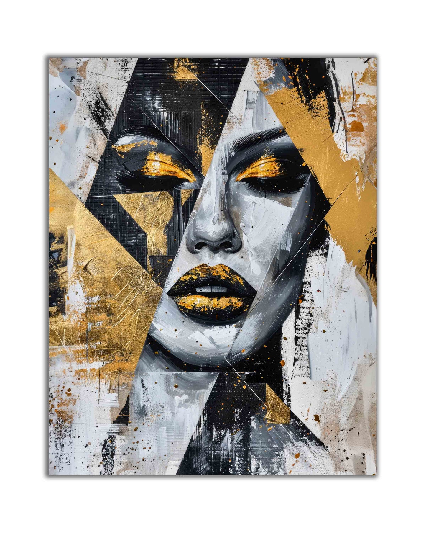 Wall Art Gold & Black Face I