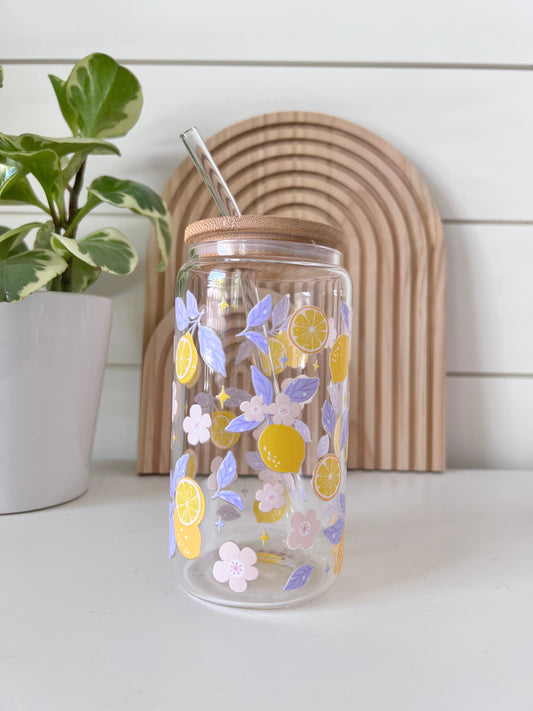 Lemon lavender Glass Cup
