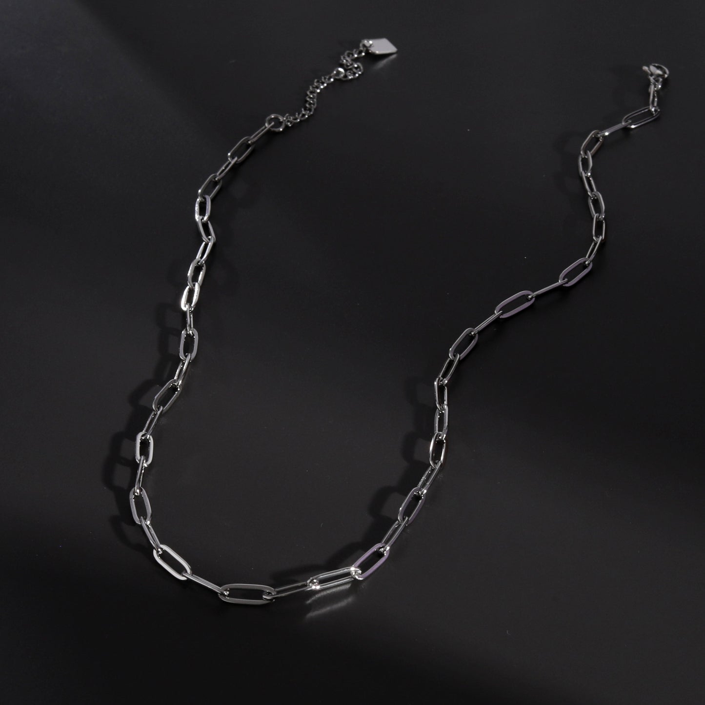 PALERMO Essential Paper-Clip Chain Link Silver Necklace