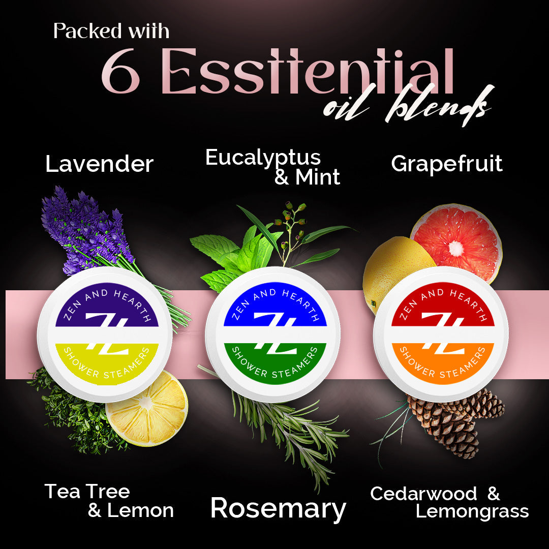 Zen & Hearth Shower Steamers for Women – 6 Pack Gift Set | Natural Aromatherapy Shower Bombs | Self-Care, Relaxation, Stocking Stuffers, Birthday Gifts