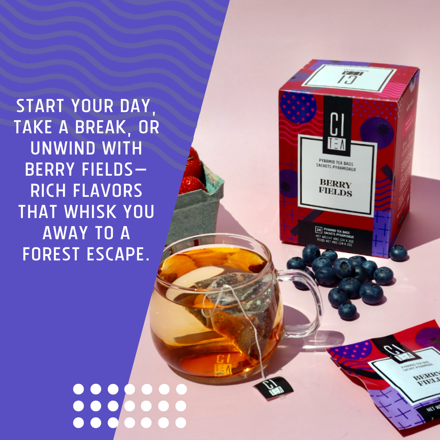 Berry Fields, Berry Tea Pyramid Tea Bags