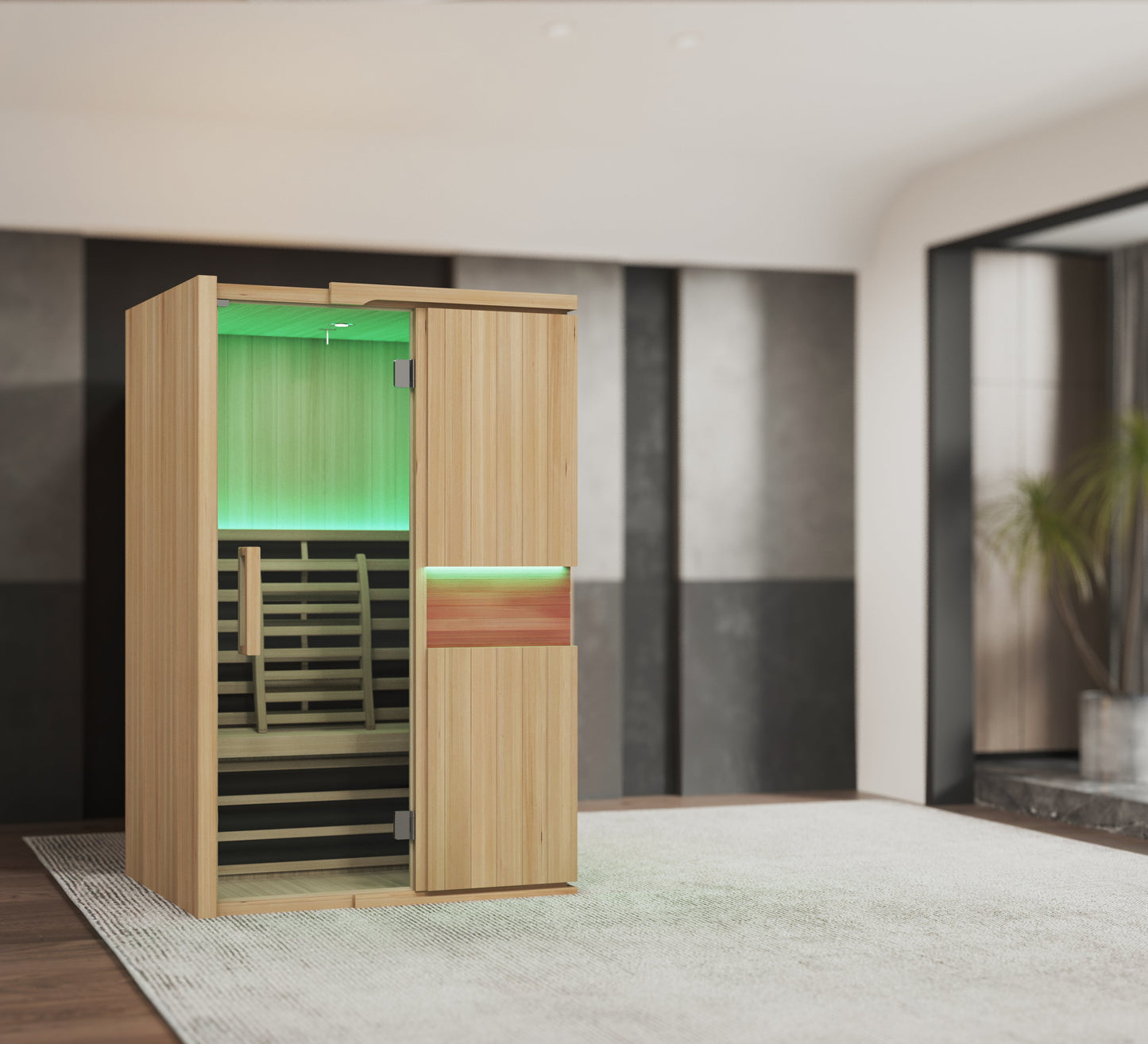 Blisspod | Milano | Full Spectrum Sauna Canadian Hemlock Ultra Low EMF, 6 Far Infrared & Red Glass Heater & Chromotherapy – 2 Person
