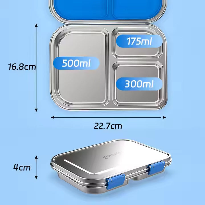 Stainless Steel Leak Proof Lunch Box with Compartments – Bento Style for Kids & Adults