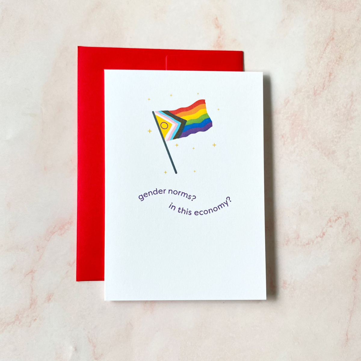 Gender Norms? In this Economy? | Pride Mini Greeting Card