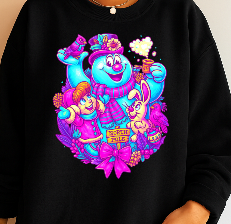 T-Shirt Crewneck Frosty Holiday Glow Christmas friends