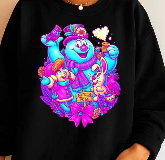 T-Shirt Crewneck Frosty Holiday Glow Christmas friends