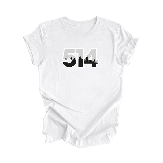 514 Montreal Quebec Canada Area Code City Skyline Gift - Unisex T-Shirt - Inspired X