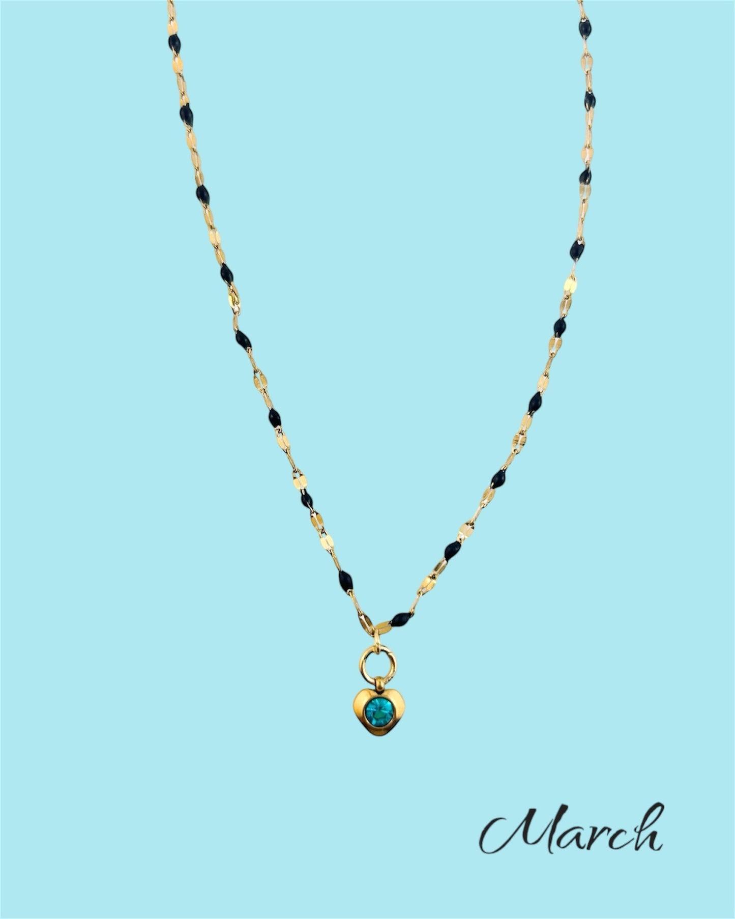 Heart Stone Necklaces in gold - various birthstone colours