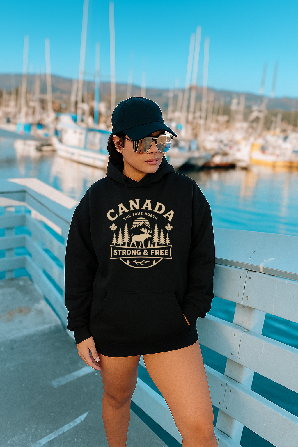 T-Shirt - Sweatshirt Canada Strong & Free – Moose, Trees & Mountain Design